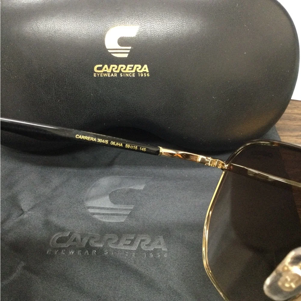 NWOT Carrera Men’s Gold Frame Brown Lens Aviator Sunglasses